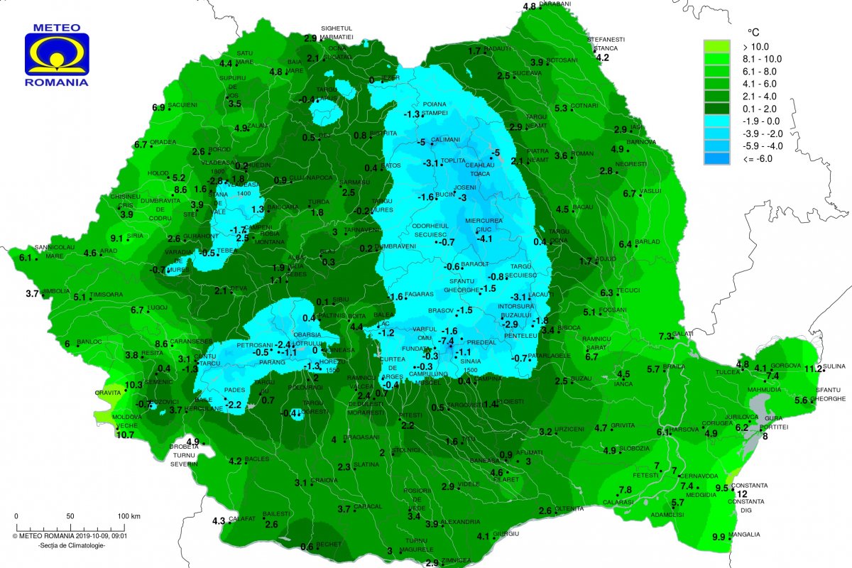 Vége az anomáliának, ismét ott van a leghidegebb, ahol ez megszokott •  Fotó: Országos Meteorológiai Szolgálat