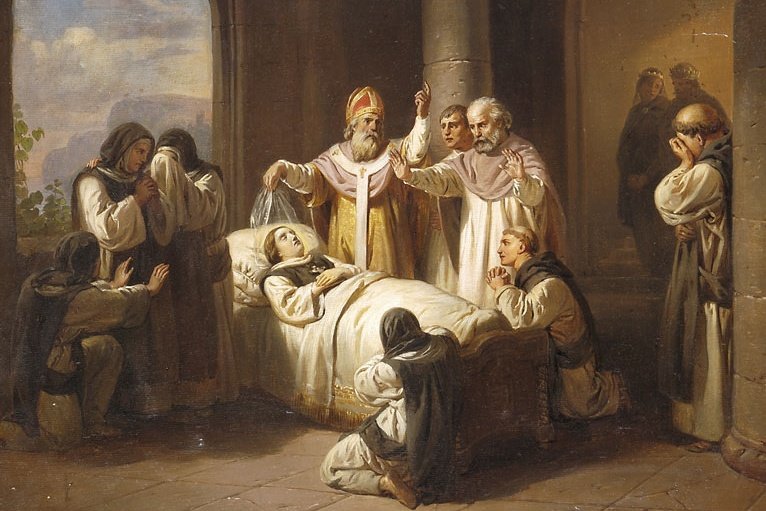 Árpádházi Szent Margit halála Molnár József korabeli festményén. Forrás: Wikipédia 