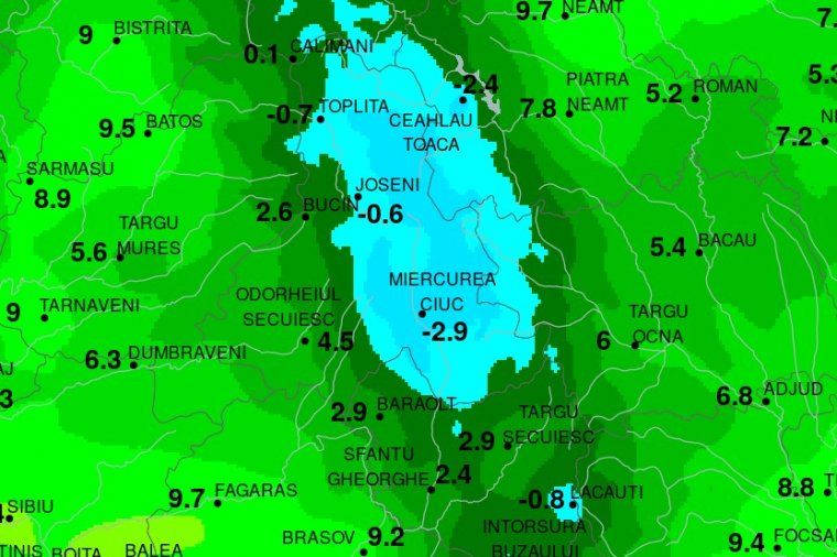 Fagypont alatti hőmérséklet Csíkszeredában, ennél ma sehol nem volt hidegebb az országban