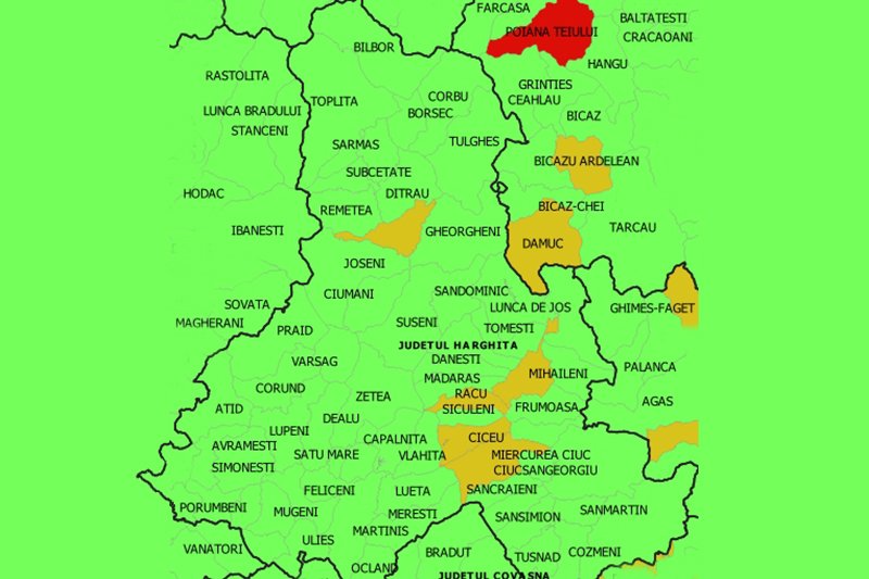 Fertőzöttségi adatok Hargita megyében • Forrás: Egészségügyi minisztérium 