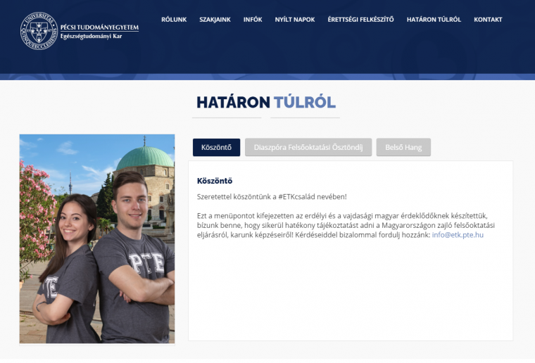 Erdélyi hallgatók jelentkezését várja a Pécsi Tudományegyetem Egészségtudományi Kara