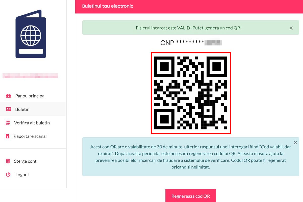 És meg is lett a kód, mint láthatjuk, 30 percig érvényes. Újabbat bármikor, bármennyiszer kérhetünk. (A képen látható QR-kódot kicseréltük egy illusztrációra, nem érdemes lefotózni és ezt használni. Inkább oltatni...) •  Fotó: Székelyhon