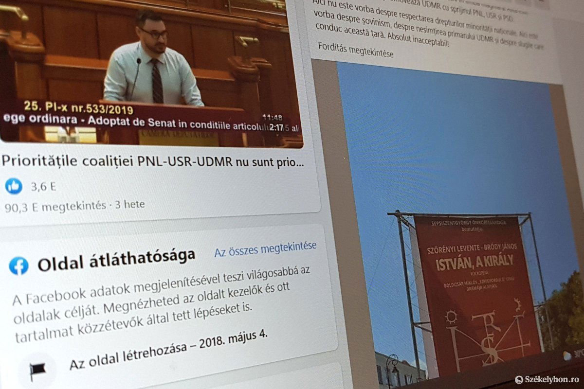 Nem tudott elmenni szó nélkül a magyar nyelvű plakát mellett Dan Tanasă •  Fotó: Székelyhon
