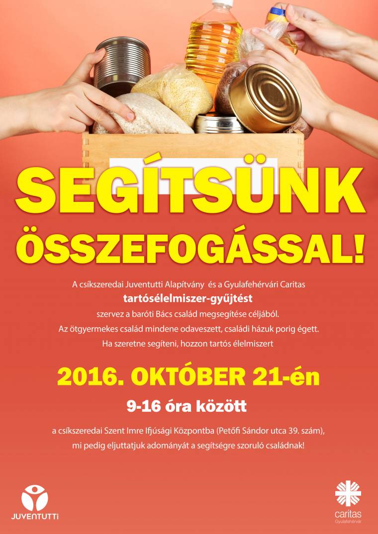 Tartós élelmiszert gyűjtenek Csíkszeredában a baróti család megsegítésére