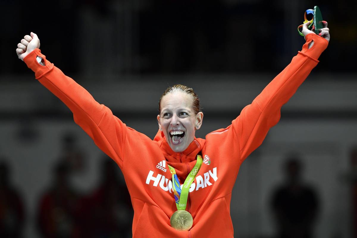 Szász Emese párbajtőröző öröme a 2016-os olimpián &bullet;  Fotó: MTI