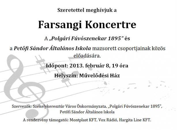 Farsangi koncertet tart a Polgári Fúvószenekar 1895