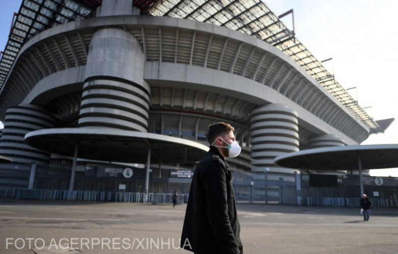 A San Siro Stadion vasárnap délután. A koronavírus miatt elhalasztották az Inter-Sampdoria mérkőzést •  Fotó: Federico Tardito/Xinhua/Agerpres