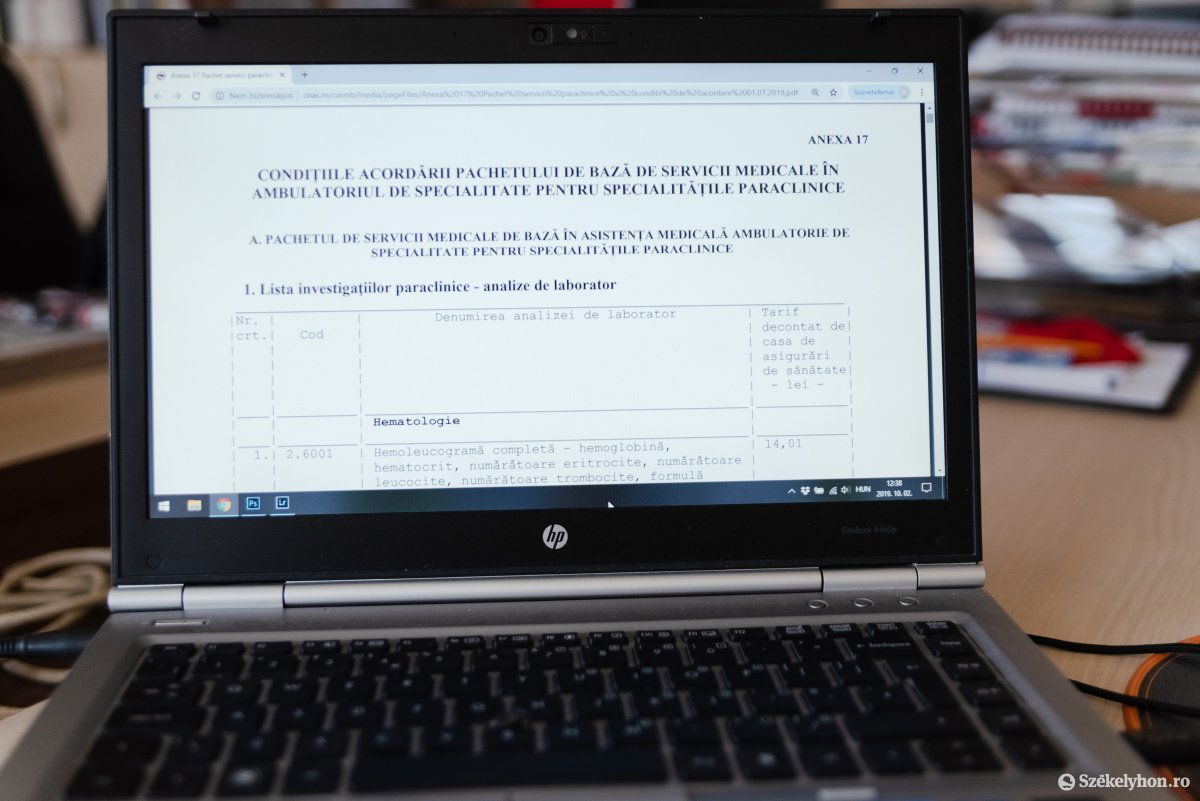Az egészségbiztosítási pénztár által megtérítendő vizsgálatok listája elérhető online a fővárosi intézmény honlapján •  Fotó: Gábos Albin