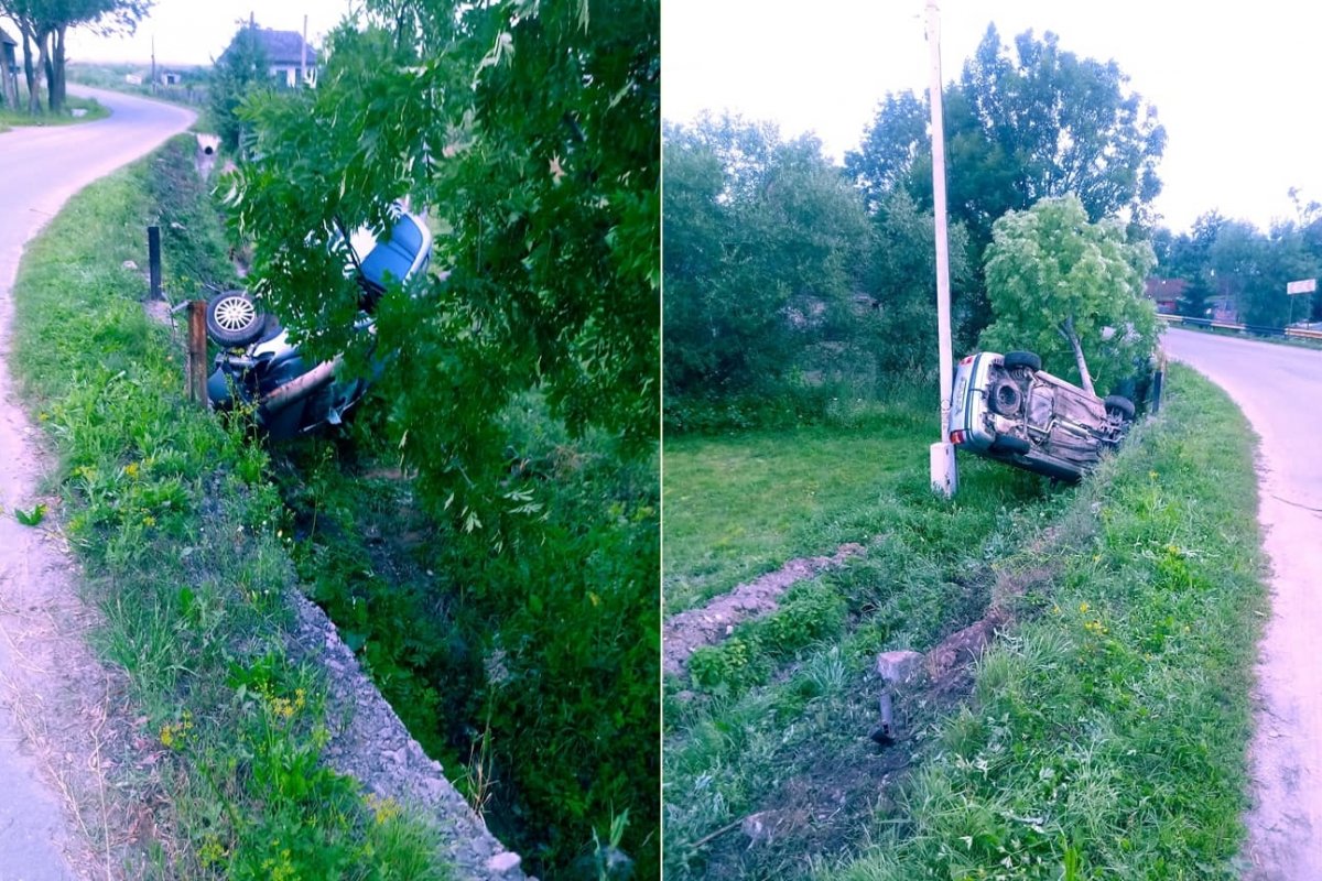 Verebesen az árokban végződött a menekülés •  Fotó: Csíki közlekedési infó/Facebook