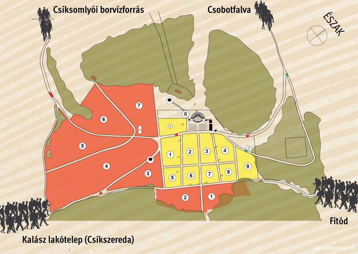 Térképünkön böngészhető, hogy hol találhatók a zarándokok szektorai, ahová besorolták őket • Infografika: Tóth Szilárd 