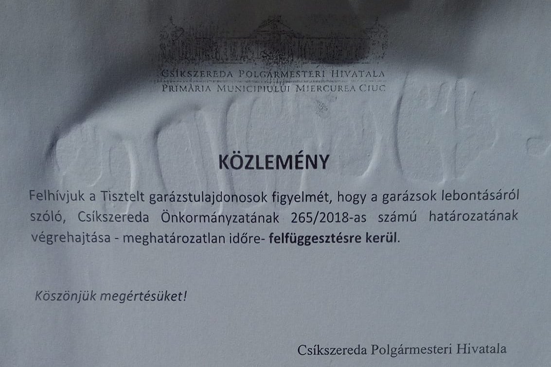 Áprilisi tréfának szánták? • Forrás: Civil Csíkszereda/Facebook 