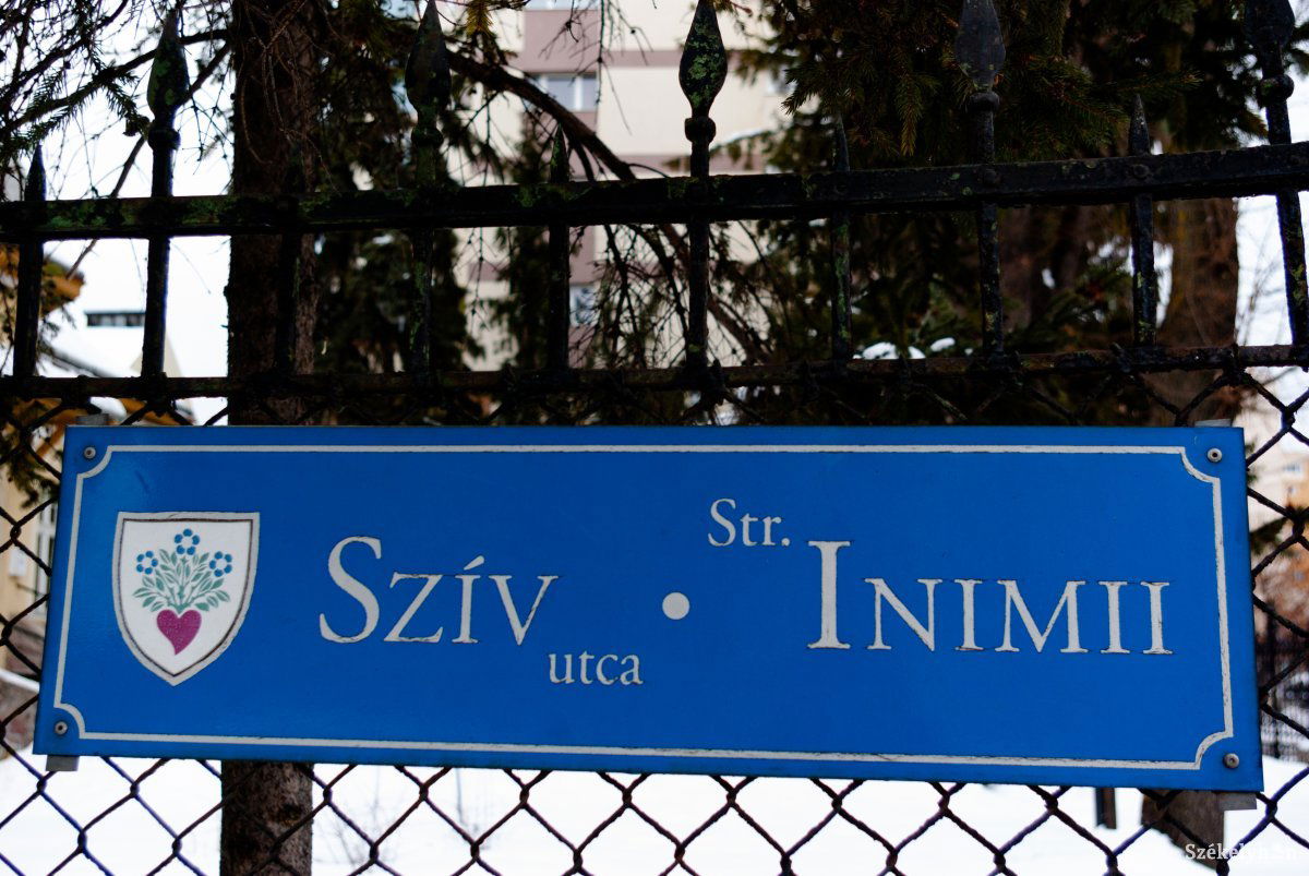 Tanasă most azt kifogásolja, hogy a magyar megnevezés van elöl •  Fotó: Gábos Albin