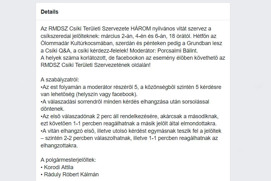 • Forrás: Facebook 