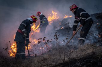 Több hektáron kapott lángra a száraz növényzet Gyergyószentmiklósnál