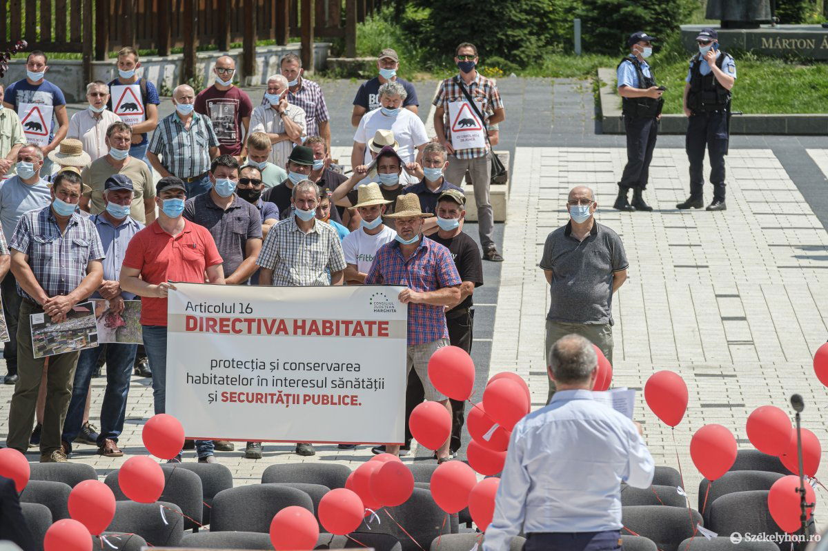 Hol a biztonság? Csíkszeredában is utcára vitte az embereket a medveügy •  Fotó: Veres Nándor