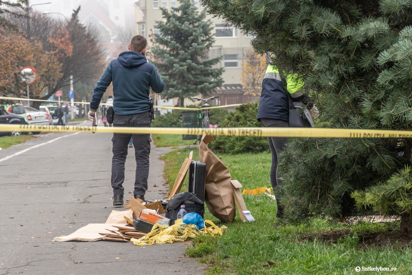 Rendőrségi vizsgálat a késelés helyszínén •  Fotó: Pinti Attila