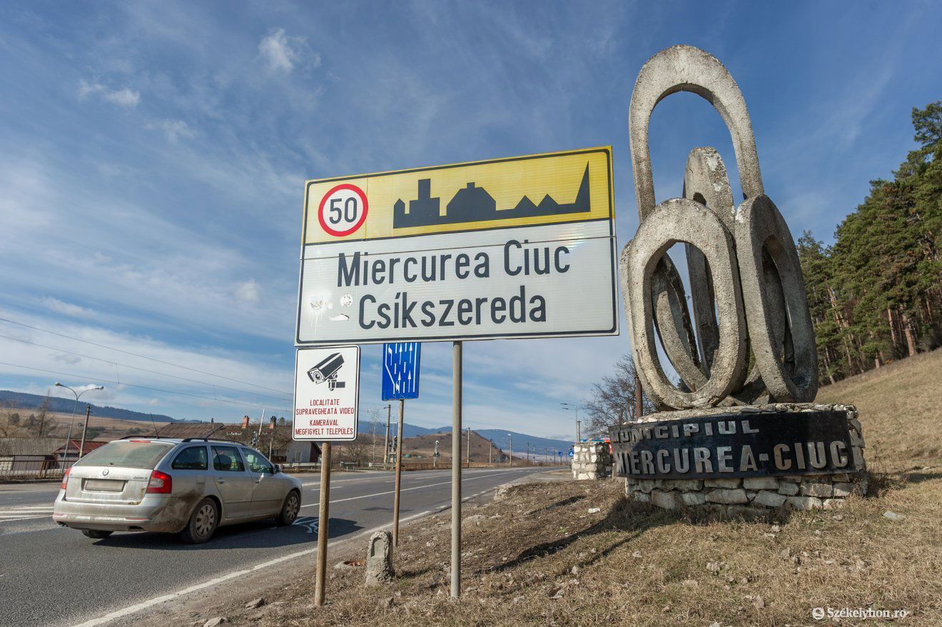 A jelenlegi, a város déli bejáratánál lévő városbejárati elem •  Fotó: Pinti Attila