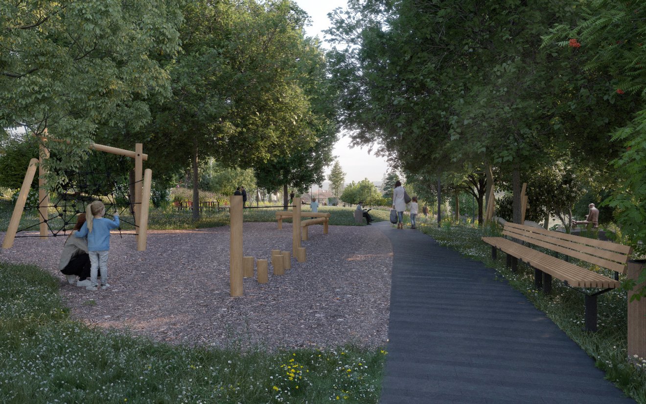 Új sétányok, új utcabútorzat, új játszótér. új közvilágítás fogja többek között megváltoztatni a park arculatát •  Fotó: Csíkszeredai Városháza gyűjteménye