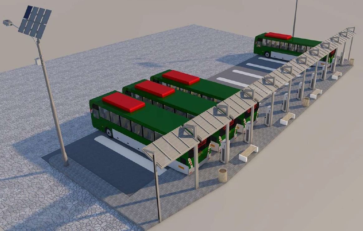 Látványterv az elektromos töltőállomásról, amelyet Csíkszeredában, az Akác utcába terveznek. •  Fotó: Csíkszeredai Városháza