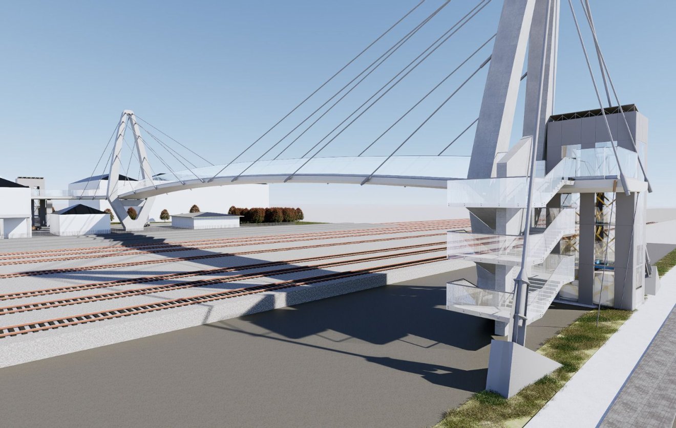 Lift és lépcső vezet majd fel a vasút és a Brassói út felett átívelő hídra Csíkszeredában • Fotó: Csíkszeredai Városháza