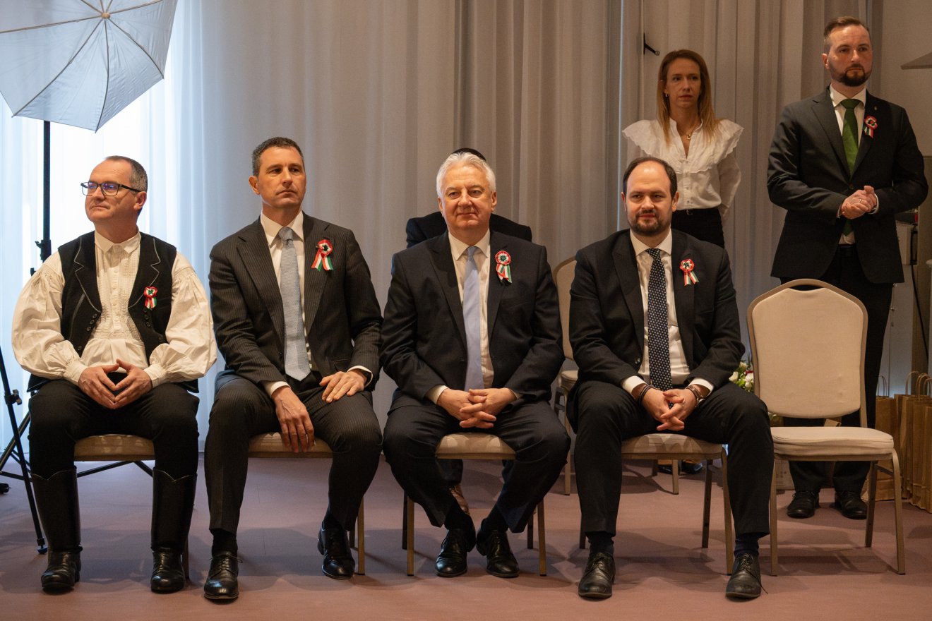 Balról jobbra: Korodi Attila, Tánczos Barna, Semjén Zsolt és Nacsa Lőrinc &bullet;  Fotó: Borbély Fanni