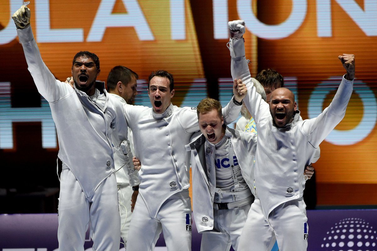 A francia aranyérmesek: Yannick Borel, Ronan Gustin, Alexandre Bardenet és Daniel Jérent &bullet;  Fotó: MTI