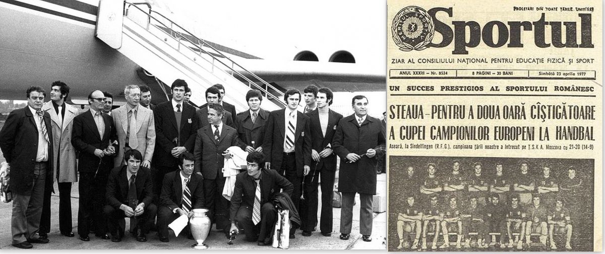 A Bukarest Steauával 1977-ben megnyerték a kézlabda BEK-et. A felső sorban középen Kicsid Gábor •  Fotó: Forrás: frhandbal
