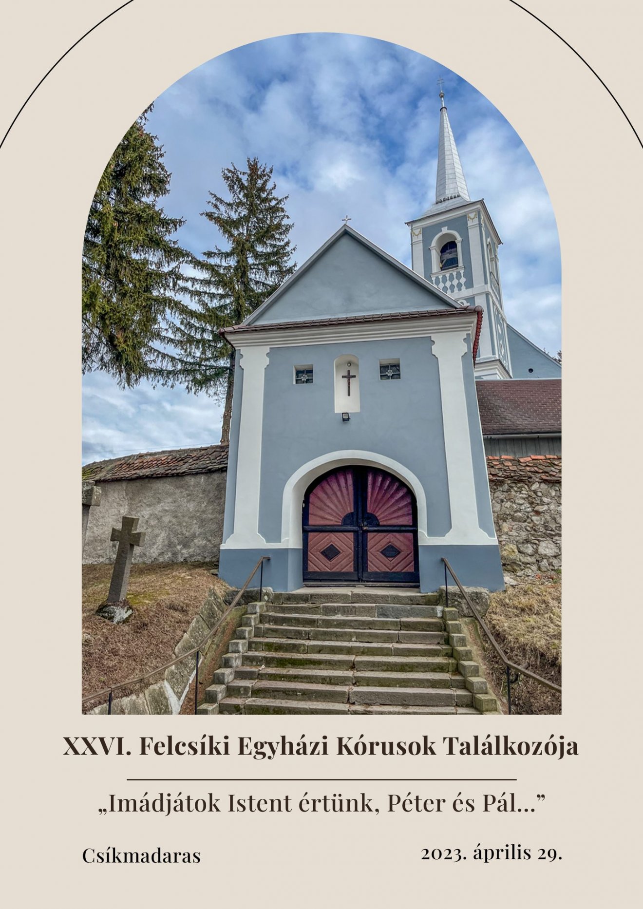 A csíkmadarasi templom az esemény meghívóján •  Fotó: facebook/Csíkmadaras
