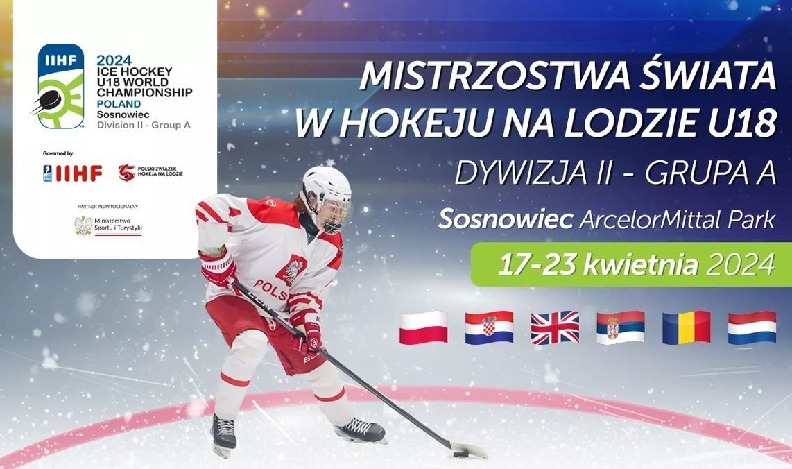 A lengyelországi U18-as hokivébé plakátja •  Fotó: Zagłębiowski Park Sportowy