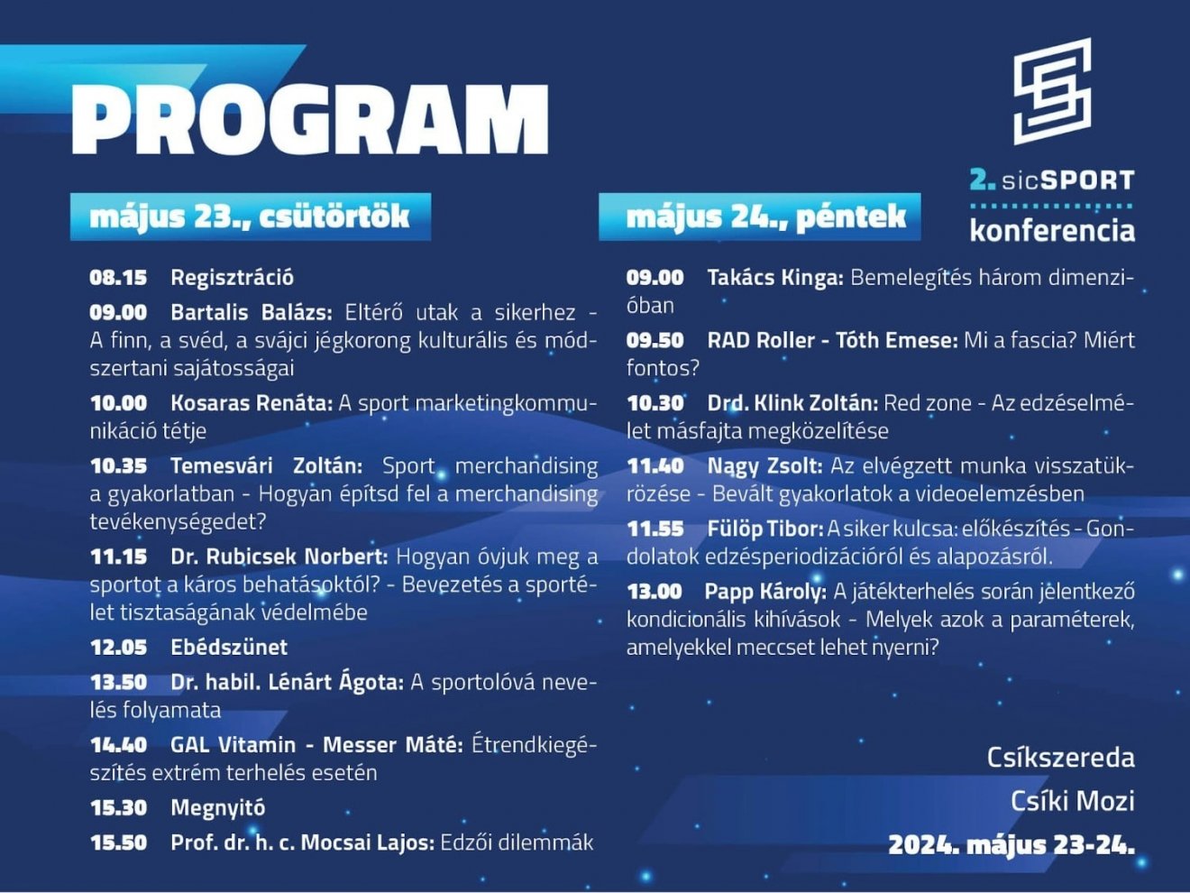 Az idei SixSport konferencia programja •  Fotó: Pap Zsolt