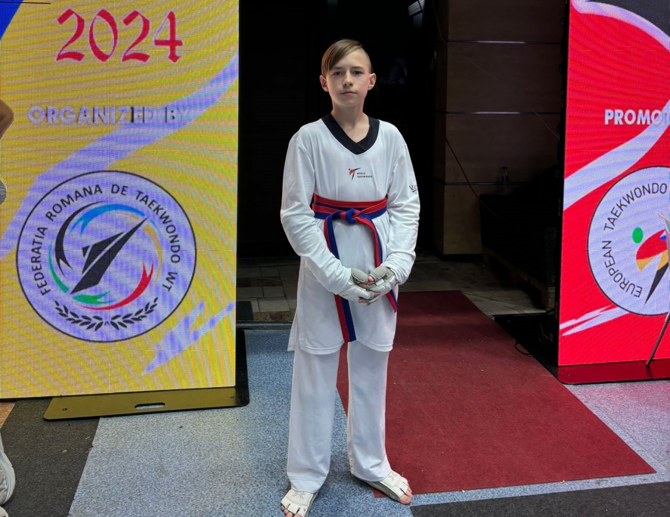 Dombi Patrik a bukaresti sportcsarnokban •  Fotó: Csíki Titánok