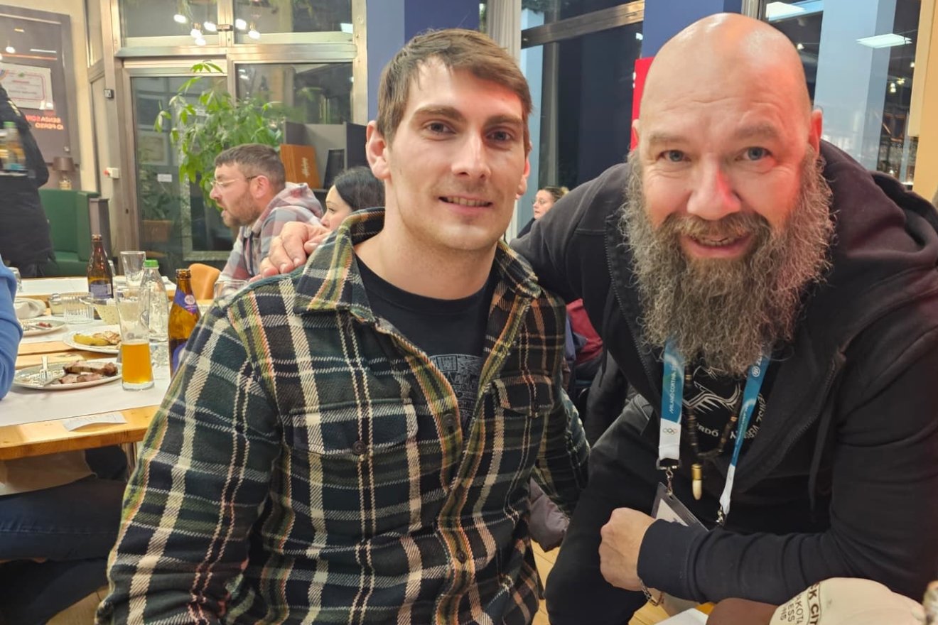 Imre Emil és Kádár Zoltán (a Marosvásárhelyi Rádió tudósítója) Milánóban &bullet;  Fotó: facebook/ Imre Emil