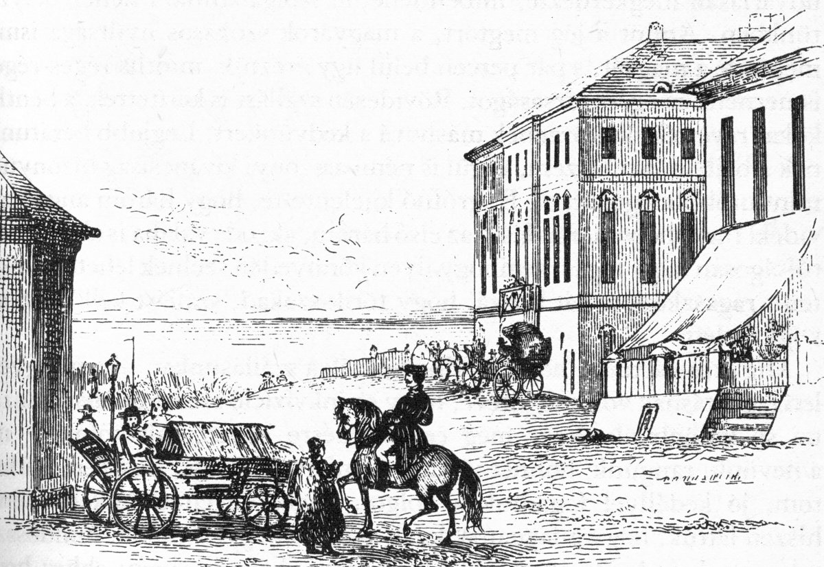 A füredi Horváth-ház, a vendéglő és a kápolna sarka 1835-ben •  Fotó: Városi Helytörténeti Gyűjtemény, Balatonfüred