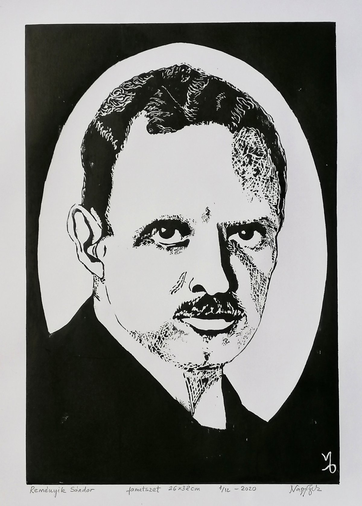 Nagy Béla metszete Reményik Sándorról &bullet;  Fotó: Reményik Sándor – Nagy Béla metszete