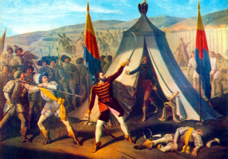 Mihály vajdát Basta generális parancsára vallon zsoldosok gyilkolták meg •  Fotó: Vitéz Mihály vajda halála – Constantin Lecca festménye (1845)