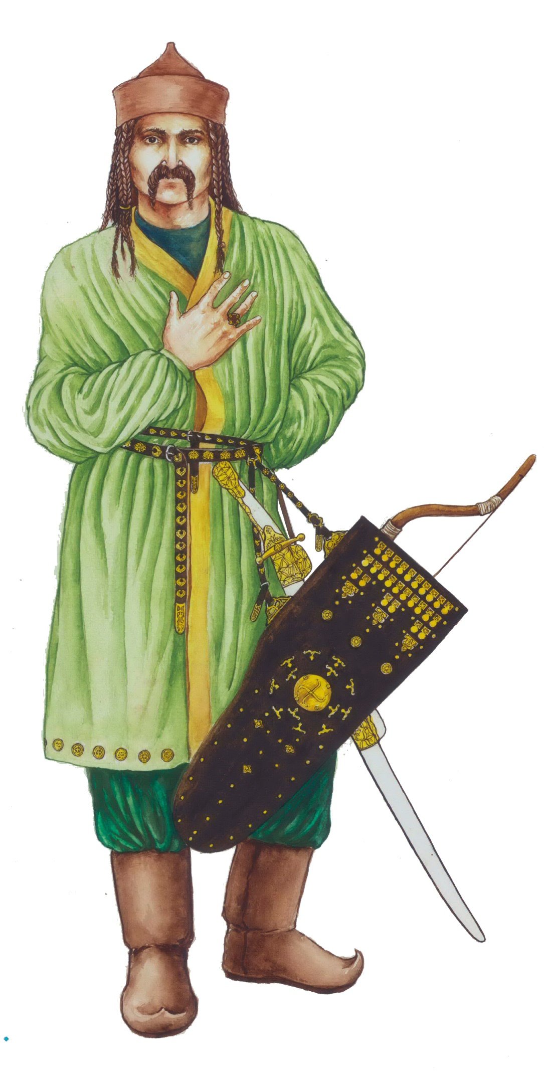 Honfoglaláskori vezér öltözéke és harci szerszámai &bullet;  Fotó: Elit alakulat 2.0 kiállítás