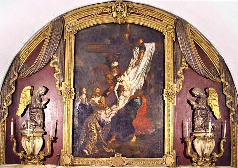A templom büszkeségének számító Rubens-festmény I. Ferenc király adománya 1806-ból •  Fotó: Demján László