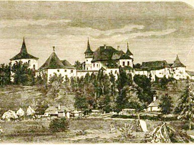 Korabeli metszet a Kornis-birtok épületeiről 