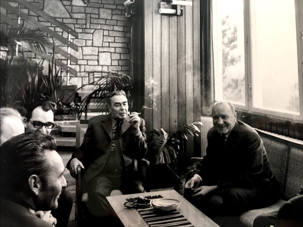 Leonyid Iljics Brezsnyev és Kádár János a telki vadászházban •  Fotó: MTI Archívum