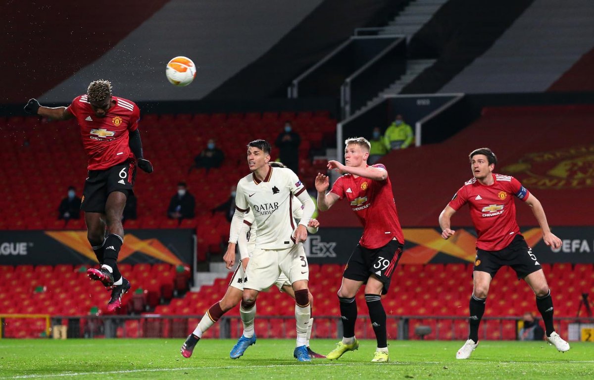 A Manchester United (pirosban) csütörtök este 6-2-re verte a Rómát az Európa Liga elődöntőjének első mérkőzésén •  Fotó: Facebook/Manchester United