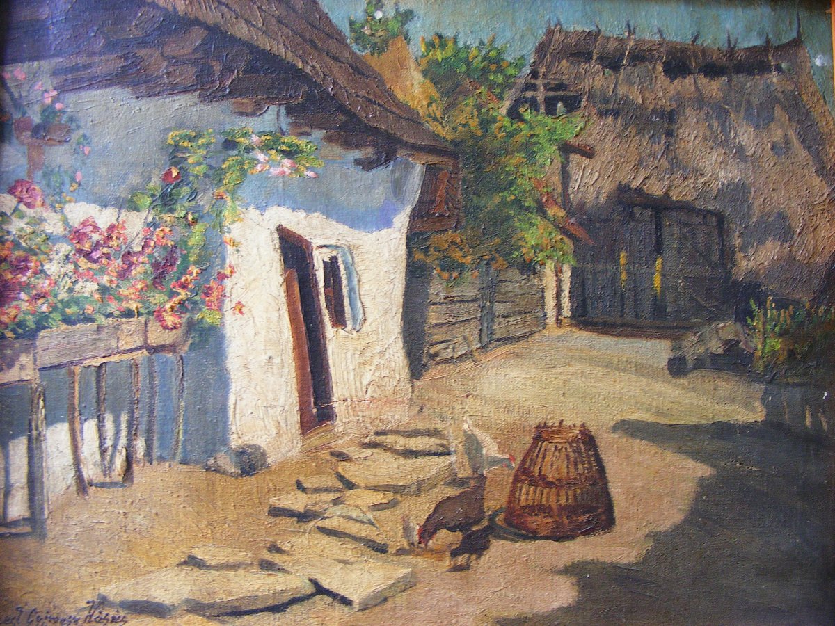 Székely parasztház. Gyimesy Kásás Ernő első mestere a jeles háromszéki festő, Gyárfás
Jenő volt