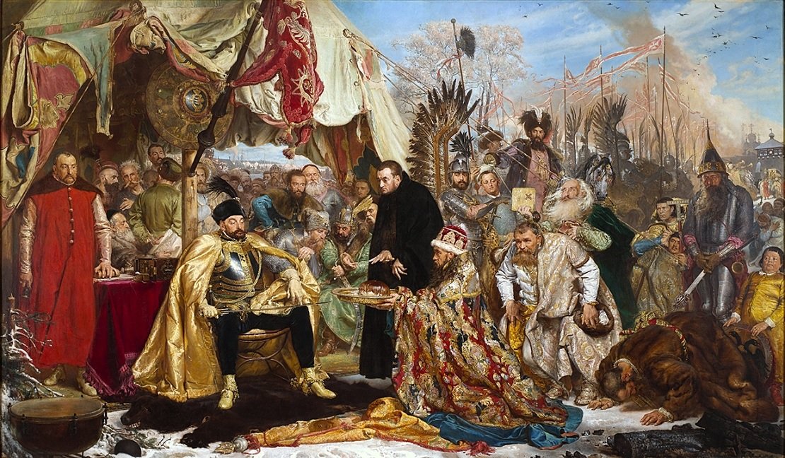 Báthory Pszkov előtt.  Erdély fejedelme és Lengyelország királya legyőzi Rettegett Iván orosz cárt &bullet;  Fotó: Jan Matejko festménye