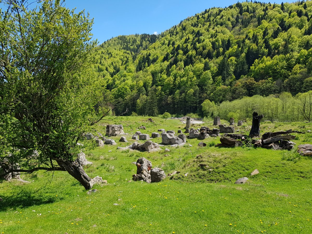 Romok a fűben. Ennyi maradt 2019-re a két világháború között ezer lelket számláló Úzvölgyéből &bullet;  Fotó: Makkay József