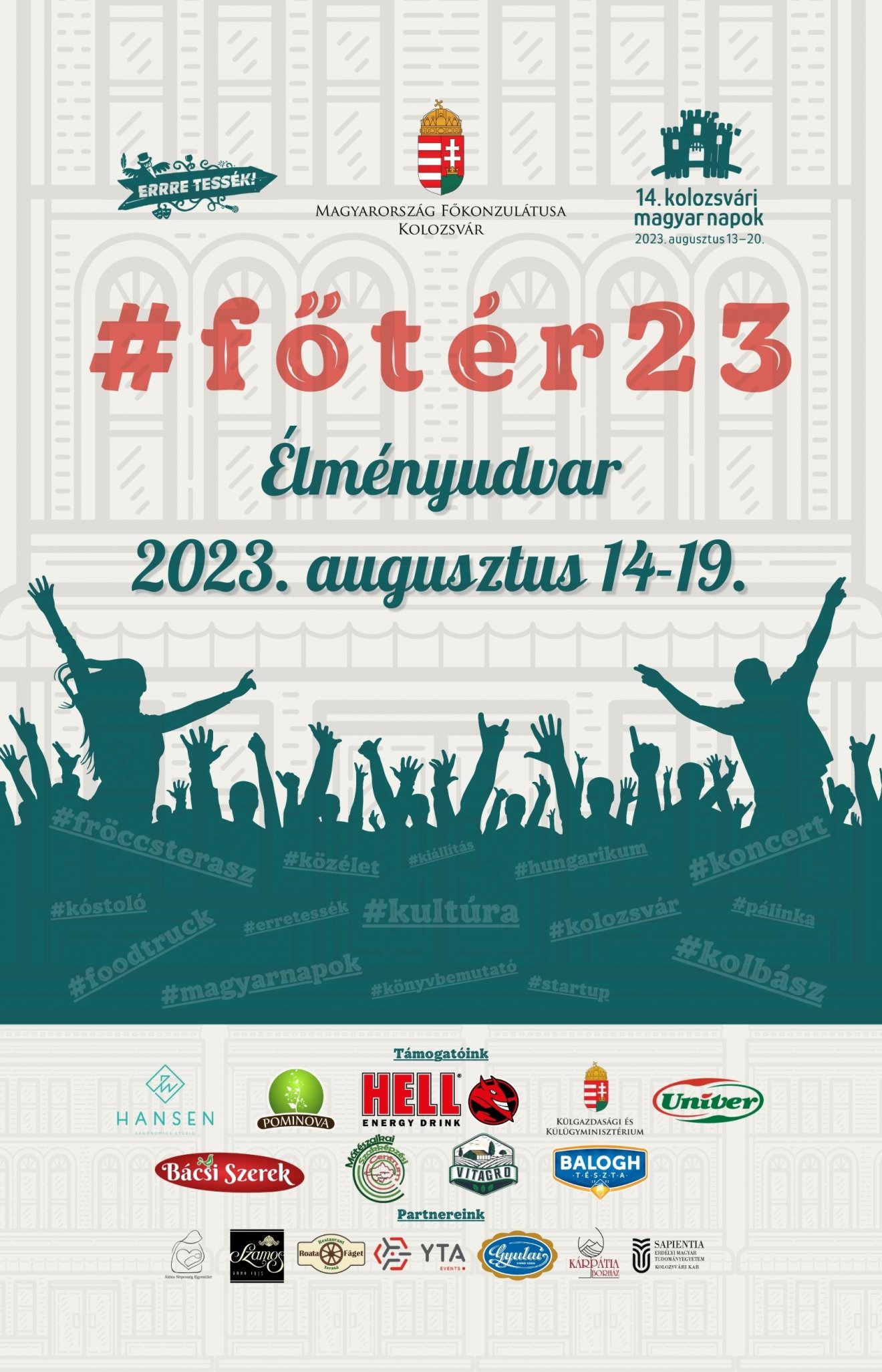 A Főtér 23 rendezvénysorozat plakátja •  Fotó: Magyarország kolozsvári főkonzulátusa