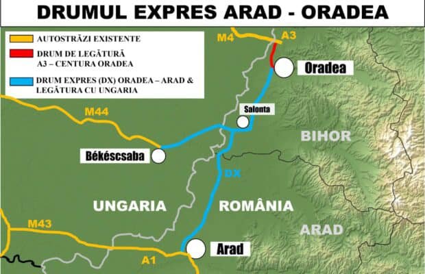A Nagyvárad–Arad gyorsforgalmi út végleges nyomvonala •  Fotó: Facebook/Ilie Bolojan