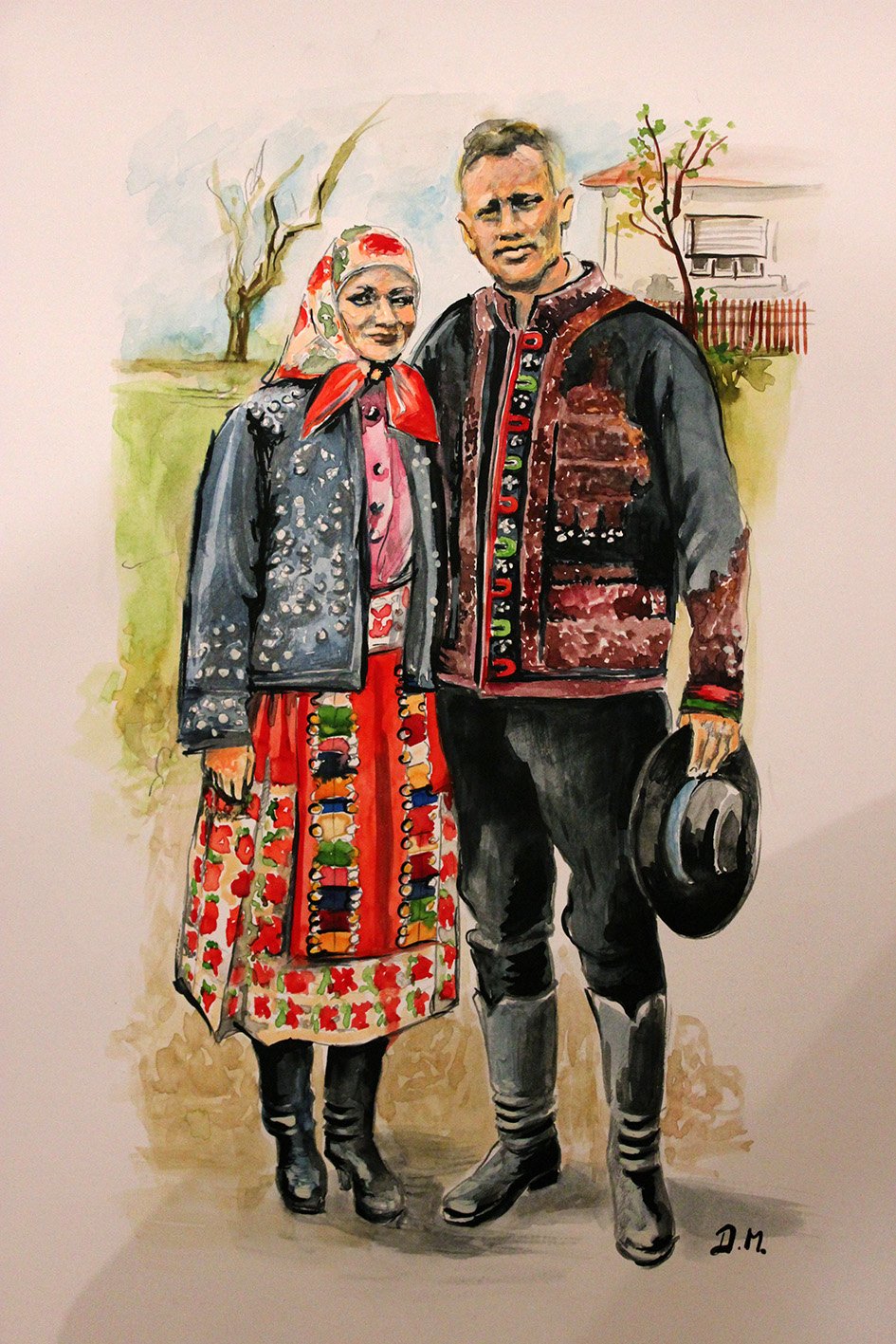 Népviseletbe öltözött kalotaszegi pár 