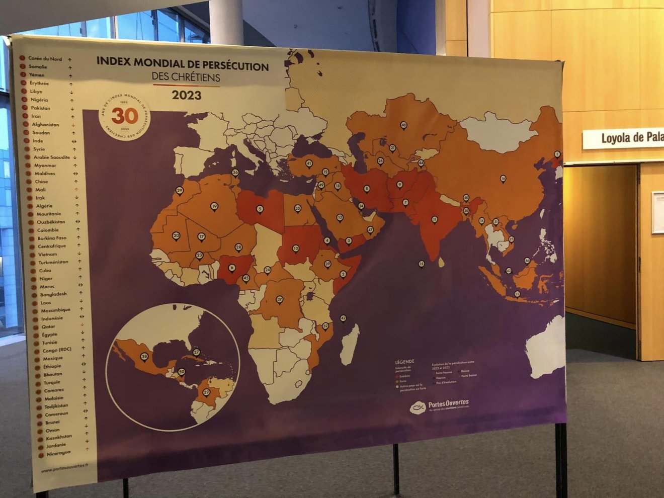 A keresztényüldözés világtérképe. Mintegy ötven országban nincsenek biztonságban a hívők • Fotó: Facebook/Peter van Dalen
