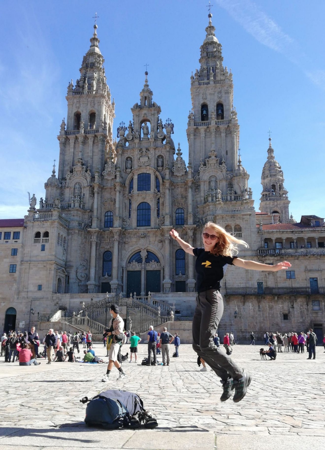 Megérkezés 800 km után Santiago de Compostelaba •  Fotó: Facebook/Sándor Boróka