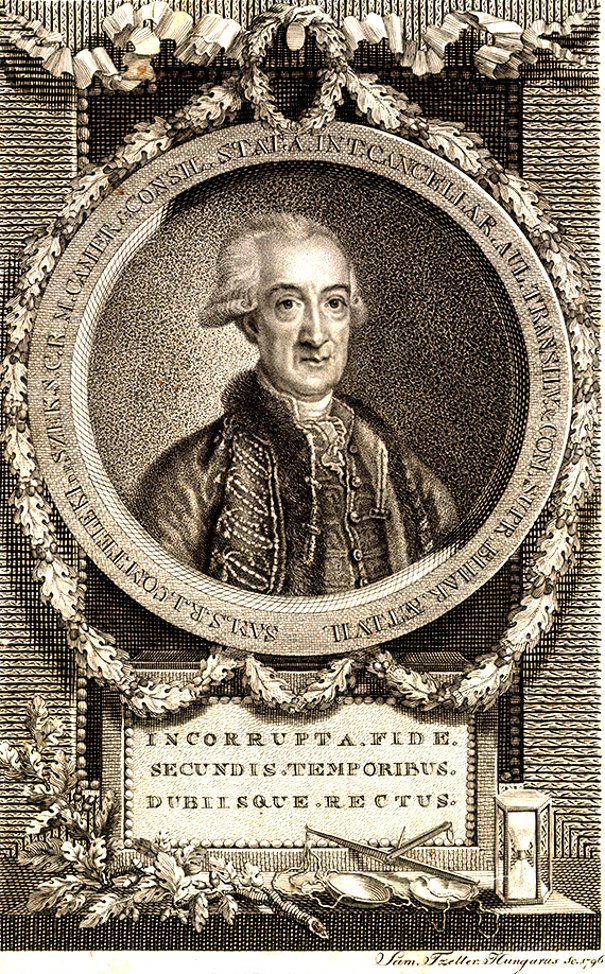 Teleki Sámuel arcképe egy korabeli festményen 