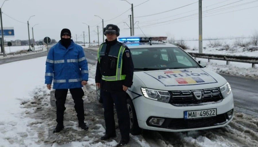 Lezárt utak Brăila megyében •  Fotó: Katasztrófavédelmi Felügyelőség